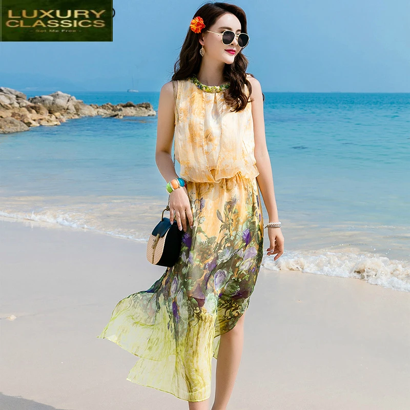 Dress Silk Beach Summer Women Boho Long Dress Elegant Office Ladies Wear Korean Casual Maxi Vestidos Verano 2021 LWL1559
Dress Silk Beach Summer Women Boho Long Dress Elegant Office Ladies Wear Korean Casual Maxi Vestidos Verano 2021 LWL1559