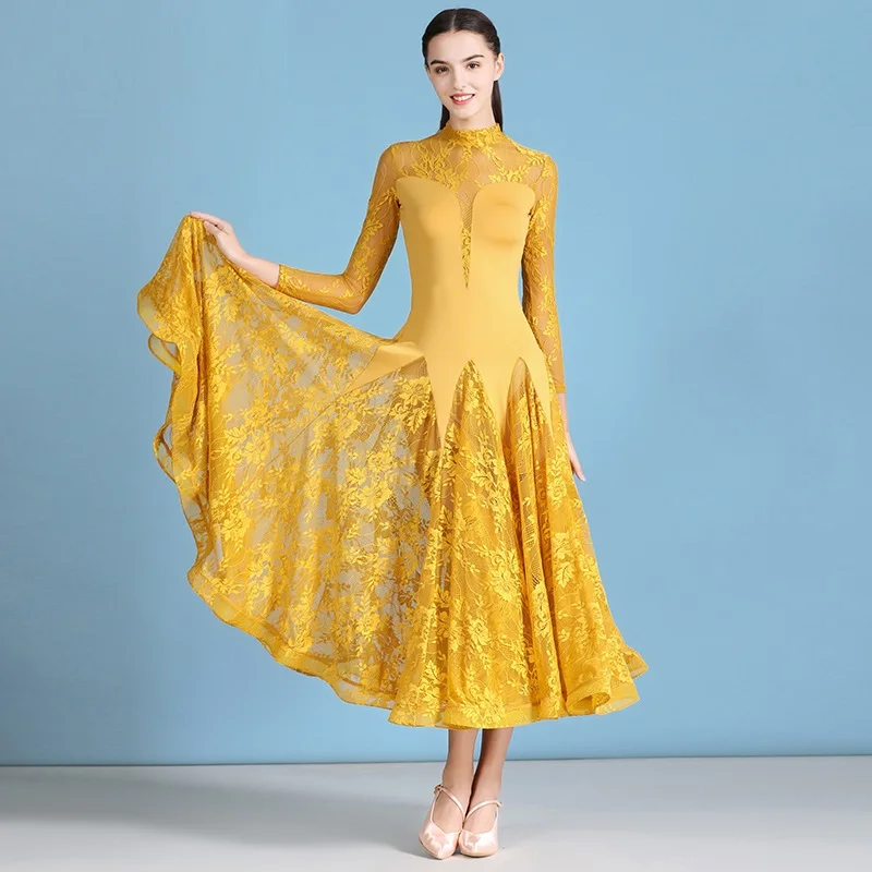 H2579 Adult Women Modern Dance Dress Lace Long Sleeve Ballroom Waltz National Standard Dance Professional Competition Costumes
H2579 Adult Women Modern Dance Dress Lace Long Sleeve Ballroom Waltz National Standard Dance Professional Competition Costumes