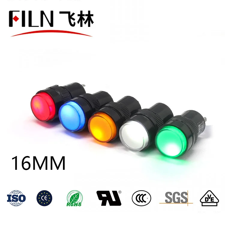 FILN Plastic low price 16mm Mounting Size led indicator light 12v 24v 110v 220v pilot lamp with pins
FILN Plastic low price 16mm Mounting Size led indicator light 12v 24v 110v 220v pilot lamp with pins
