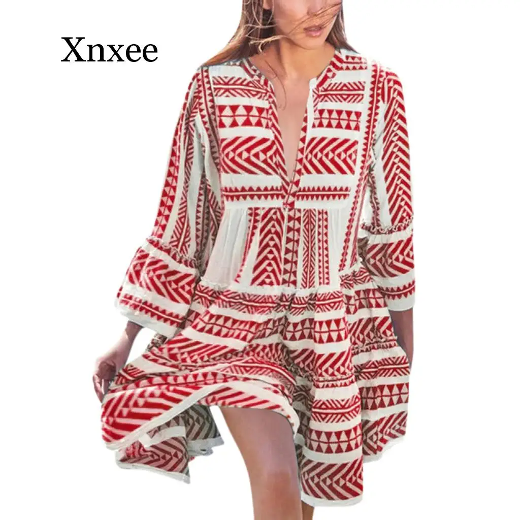 Women Floral Print Fashion Women Printed V Neck Long Sleeve Beach Party Club Dresses Bohemian Dresses Sundress
Women Floral Print Fashion Women Printed V Neck Long Sleeve Beach Party Club Dresses Bohemian Dresses Sundress