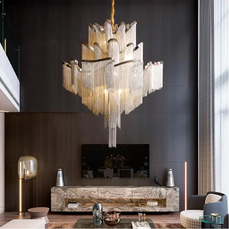 new aluminum tassel hotel villa clubhouse double entry stair fringed large chandeliers size customized
new aluminum tassel hotel villa clubhouse double entry stair fringed large chandeliers size customized