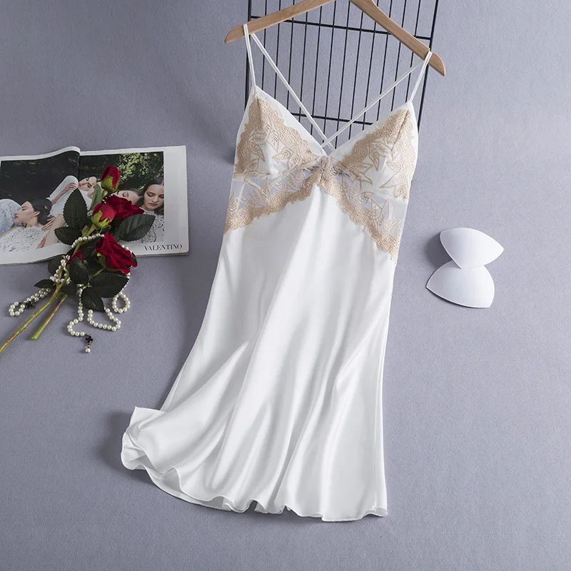 Summer New Sleepwear Short Black Nightgown Women Casual Home Clothing Intimate Lingerie Satin Lace Patchwork Nightdress
Summer New Sleepwear Short Black Nightgown Women Casual Home Clothing Intimate Lingerie Satin Lace Patchwork Nightdress