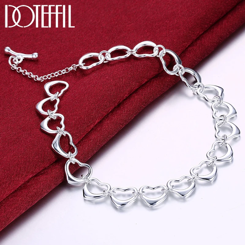 DOTEFFIL 925 Sterling Silver Gold Full Heart Chain Bracelet For Woman Wedding Engagement Fashion Charm Party Jewelry
DOTEFFIL 925 Sterling Silver Gold Full Heart Chain Bracelet For Woman Wedding Engagement Fashion Charm Party Jewelry