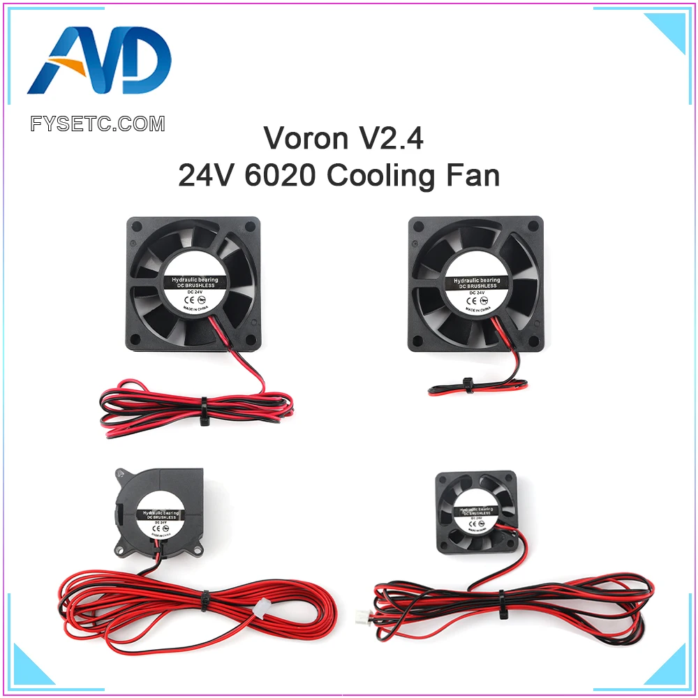 VORON 2.4 Fan kit 3PCS 60*60*20mm 24V& 1PC 4020 24V Blower Fan & 1pc 4010 24V With 2 Pin Dupont Wire
VORON 2.4 Fan kit 3PCS 60*60*20mm 24V& 1PC 4020 24V Blower Fan & 1pc 4010 24V With 2 Pin Dupont Wire