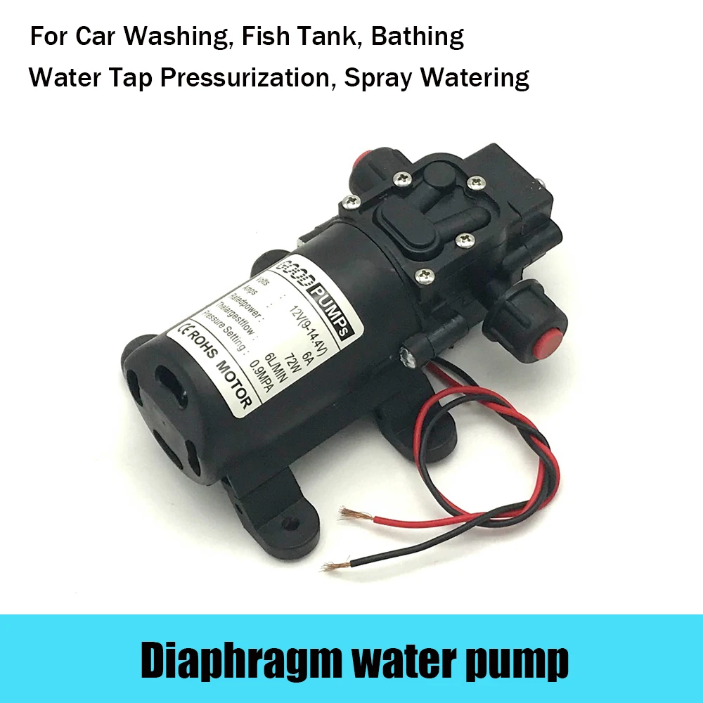 DC 12V 130PSI 6L/Min Water High Pressure Diaphragm Water Pump Self Priming Pump Automatic Switch 72W for Car Washing, Watering
DC 12V 130PSI 6L/Min Water High Pressure Diaphragm Water Pump Self Priming Pump Automatic Switch 72W for Car Washing, Watering