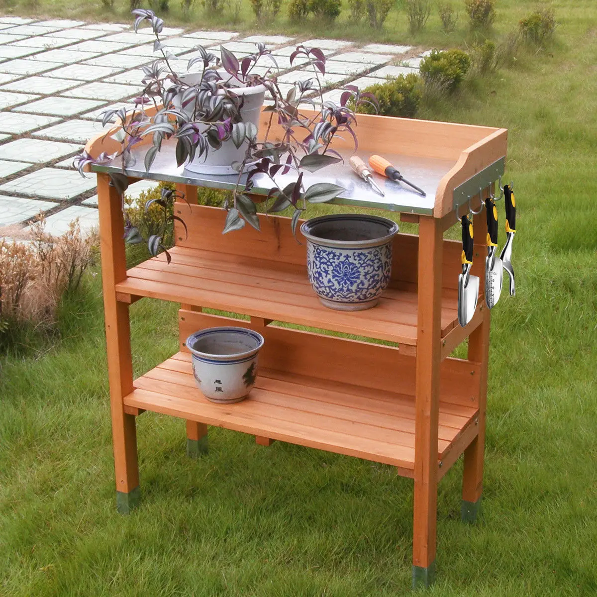 Costway Garden Wooden Potting Bench Work Station Table Tool Storage Shelf W/Hook GT3553
Costway Garden Wooden Potting Bench Work Station Table Tool Storage Shelf W/Hook GT3553