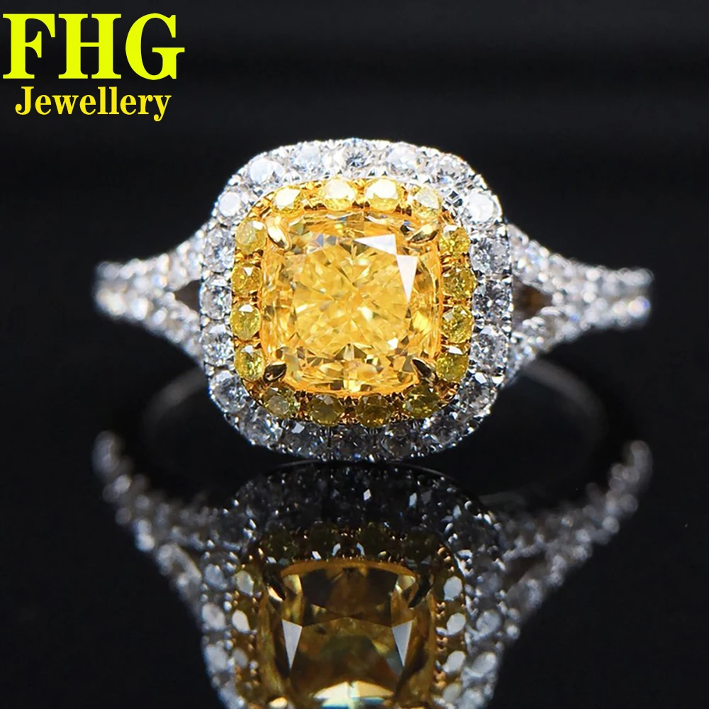 18K Au750 White Gold Ring.86Carat Nature Diamond Yellow diamond Cushion ring Wedding Party Engagement Anniversary Ring
18K Au750 White Gold Ring.86Carat Nature Diamond Yellow diamond Cushion ring Wedding Party Engagement Anniversary Ring