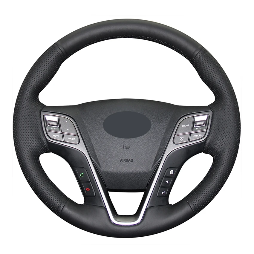 Hand-stitched Black Leather Car Steering Wheel Cover for Hyundai Santa Fe Grand Santa Fe H350 2012-2015 2016 2017
Hand-stitched Black Leather Car Steering Wheel Cover for Hyundai Santa Fe Grand Santa Fe H350 2012-2015 2016 2017