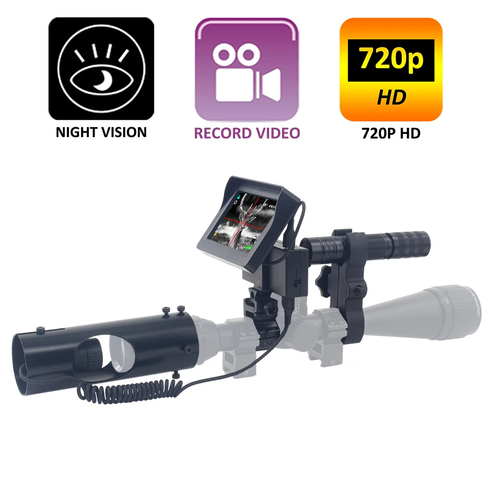 DIY Digital Night Vision Scope for Rifle Hunting with Camera 4.3" Portable Display Screen and 850nm Infrared IR Illuminator
DIY Digital Night Vision Scope for Rifle Hunting with Camera 4.3" Portable Display Screen and 850nm Infrared IR Illuminator