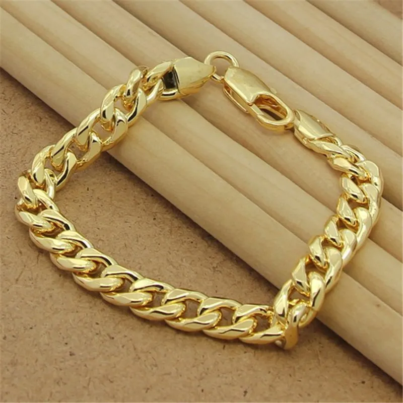 Classic 925 Sterling Silver Hand 8MM Sideways 18K Gold Bracelet For Men & Women Party Charm Jewelry Gift
Classic 925 Sterling Silver Hand 8MM Sideways 18K Gold Bracelet For Men & Women Party Charm Jewelry Gift