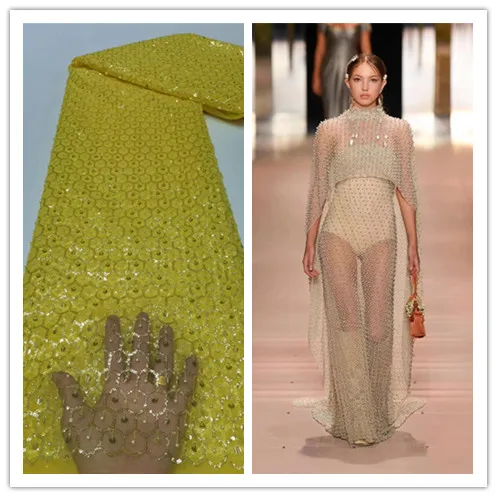 Yellow Sequins Design with Beads Good Looking Material Embroidered Tulle French Lace Fabric H-15.2160304 for Party Show
Yellow Sequins Design with Beads Good Looking Material Embroidered Tulle French Lace Fabric H-15.2160304 for Party Show