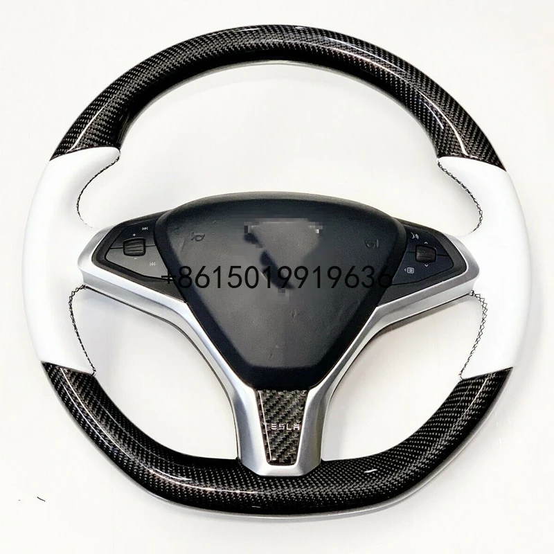 DIY Hand-stitched Car Steering Wheel Cover Carbon Fibre White Leather for Tesla Model S Model X
DIY Hand-stitched Car Steering Wheel Cover Carbon Fibre White Leather for Tesla Model S Model X