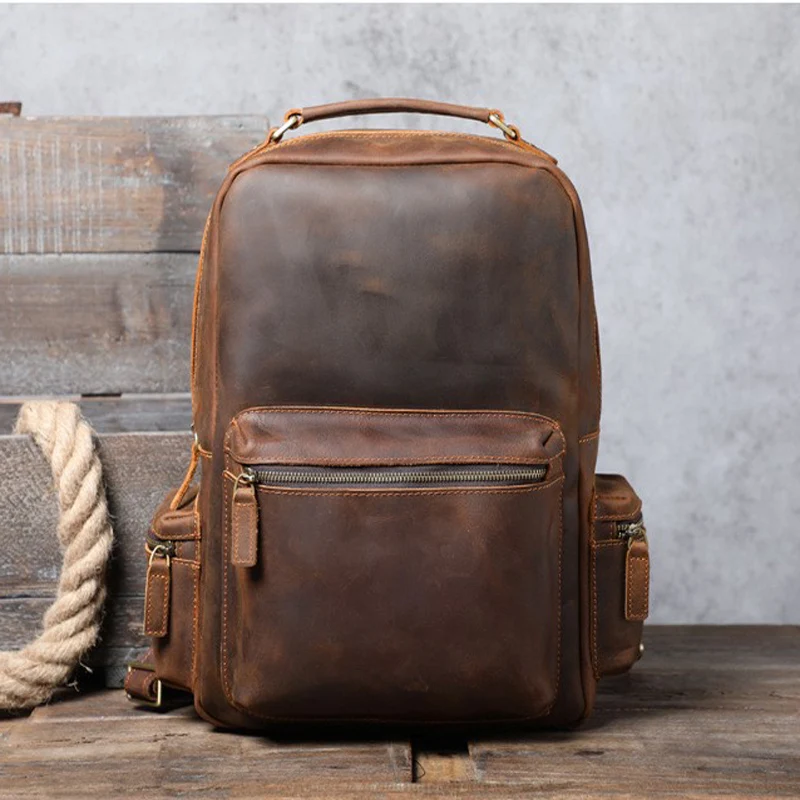 Retro Crazy Horse Leather Backpack, Men's Leather Backpack, Handmade Large Capacity Computer Bag
Retro Crazy Horse Leather Backpack, Men's Leather Backpack, Handmade Large Capacity Computer Bag