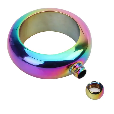 For Whiskey Vodka Alcohol Bracelet Elegant Wine Bottle Bangle Hip Flask Drinkware Accessories Round Chic Hip Flask 3.5 oz