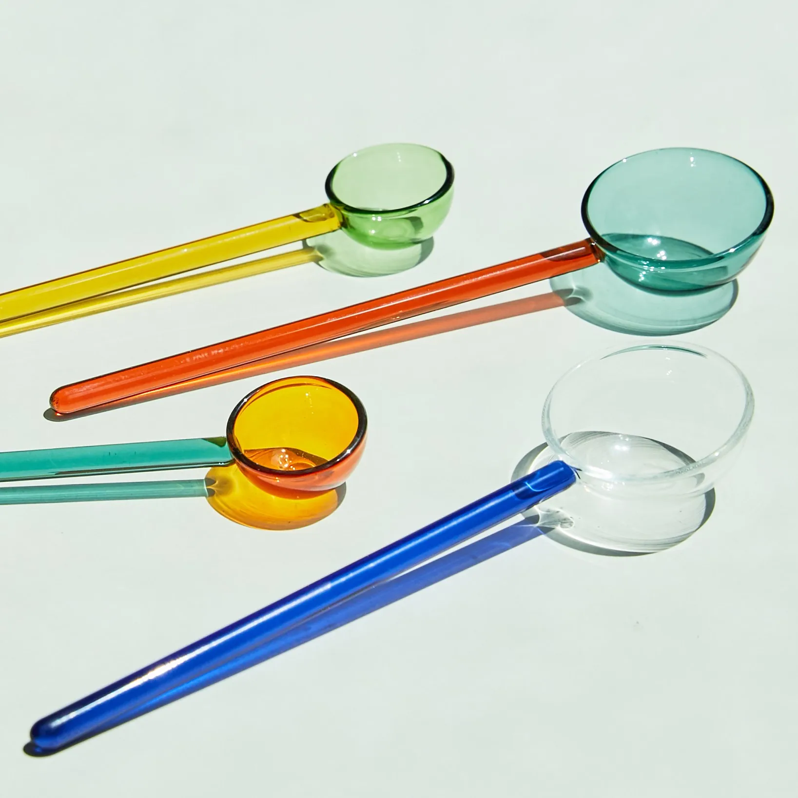 Colored Glass Dessert Spoon Color Transparent Heat Resistant Glass Spoon Lovely Long Handle Coffee Stirring Spoon
Colored Glass Dessert Spoon Color Transparent Heat Resistant Glass Spoon Lovely Long Handle Coffee Stirring Spoon
