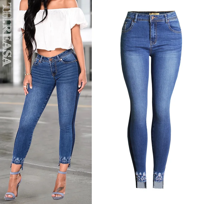 Autumn and Winter New Women's Mid-high Waist Jeans Stretch Slim Fit Embroidered Feet Jeans Pencil Pants
Autumn and Winter New Women's Mid-high Waist Jeans Stretch Slim Fit Embroidered Feet Jeans Pencil Pants
