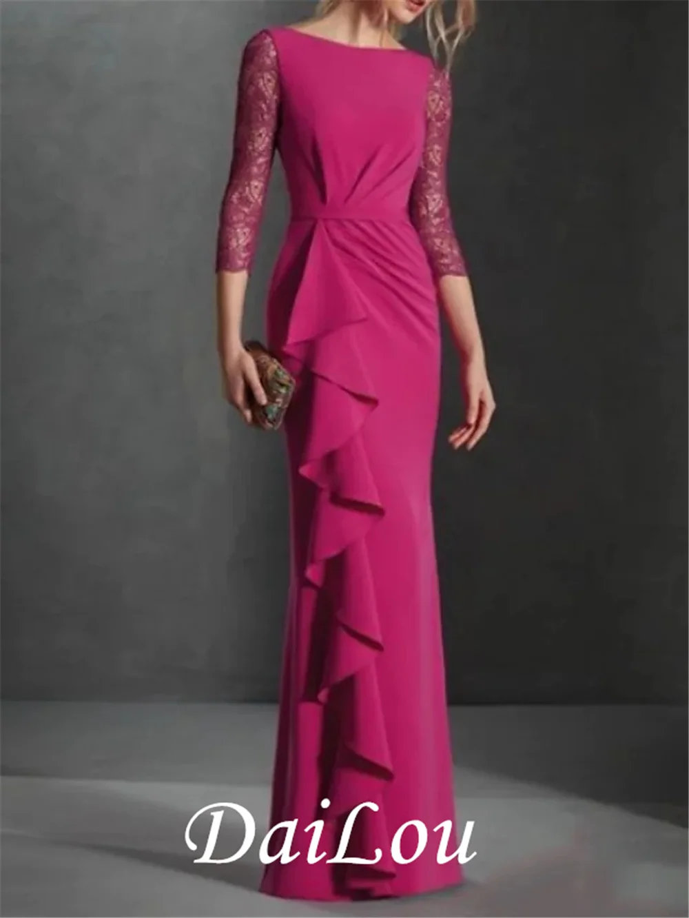 Sheath / Column Elegant Vintage Wedding Guest Formal Evening Dress Boat Neck Floor Length Lace Satin with Ruffles Draping 2021
Sheath / Column Elegant Vintage Wedding Guest Formal Evening Dress Boat Neck Floor Length Lace Satin with Ruffles Draping 2021