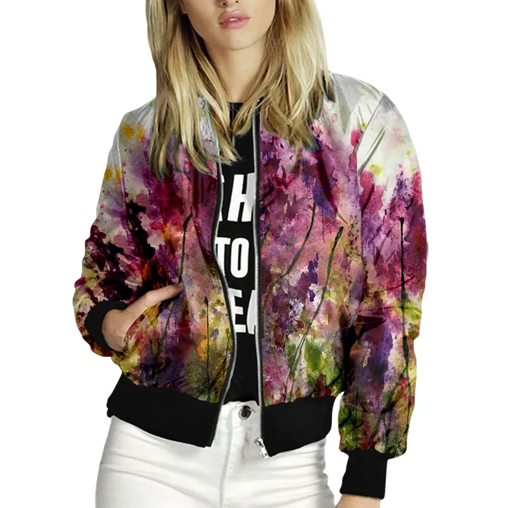 Women Jackets Floral Printed Ladies Zipper Up Bomber Outwear Winter Autumn Long Sleeve Short Thin Slim Casual Pocket Biker Coats
Women Jackets Floral Printed Ladies Zipper Up Bomber Outwear Winter Autumn Long Sleeve Short Thin Slim Casual Pocket Biker Coats