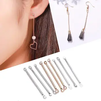 보석 만들기용 골드 더블 실린더 바 귀걸이, 귀걸이 핀 DIY 용품 50 개 15 20 25 35 40mm