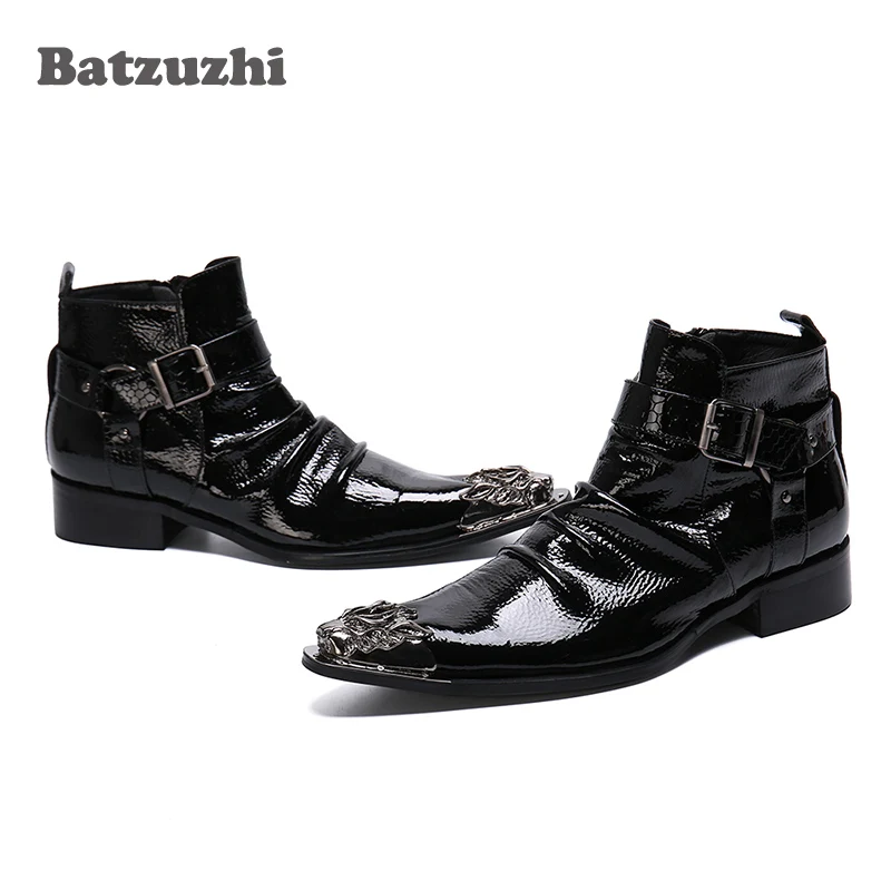 Italian Type Black Leather Boots Men Pointed Iron Toe Short Ankle Western Cowboy Men's Boots Business Shoes Male, Big Size 38-46
Italian Type Black Leather Boots Men Pointed Iron Toe Short Ankle Western Cowboy Men's Boots Business Shoes Male, Big Size 38-46