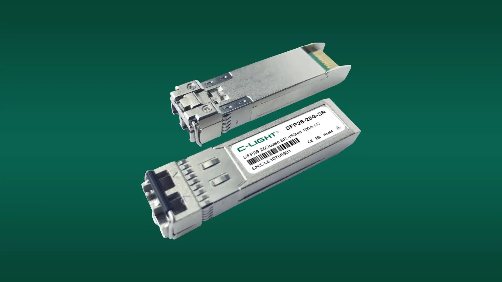 25GBASE-SR SFP28 Compatible FTLF8536P4BCL 850nm 100m DOM Transceiver Module OEM
25GBASE-SR SFP28 Compatible FTLF8536P4BCL 850nm 100m DOM Transceiver Module OEM