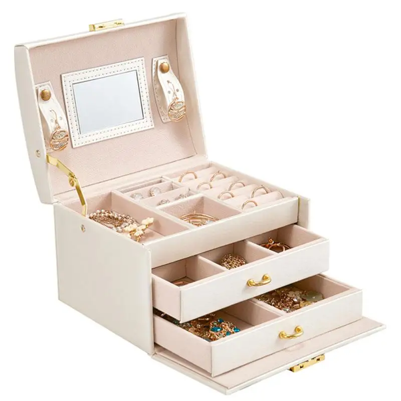 Upscale Jewelry Box with Lock and Mirror Lockable Travel Earrings Rings Watches Organizer Gift for Women Birthday Wedding Gift
Upscale Jewelry Box with Lock and Mirror Lockable Travel Earrings Rings Watches Organizer Gift for Women Birthday Wedding Gift