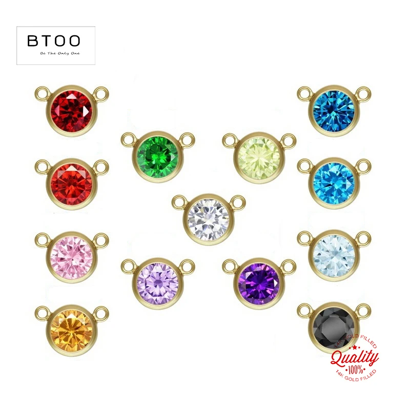 14K Gold Filled Birthstone Drop Charm 6MM AAA Zircon Bezel Drop With 2 Ring Pendant DIY Jewelry Findings Handmade Accessories
14K Gold Filled Birthstone Drop Charm 6MM AAA Zircon Bezel Drop With 2 Ring Pendant DIY Jewelry Findings Handmade Accessories