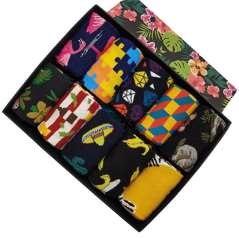 10 Pairs/Pack Men Woman Cool Colorful Fancy Novelty Funny Casual Combed Cotton Dress Socks Fashion Fun Crazy Design Happy Sock
10 Pairs/Pack Men Woman Cool Colorful Fancy Novelty Funny Casual Combed Cotton Dress Socks Fashion Fun Crazy Design Happy Sock