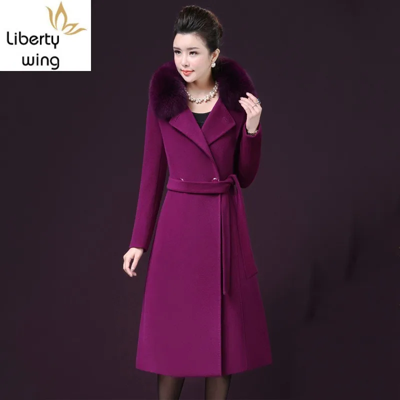 New Warm Thick Winter Plus Size 4XL Womens Woolen Coat Faux Fox Fur Collar Jacket Women Long Wool Coats Female Sashes Outerwear
New Warm Thick Winter Plus Size 4XL Womens Woolen Coat Faux Fox Fur Collar Jacket Women Long Wool Coats Female Sashes Outerwear
