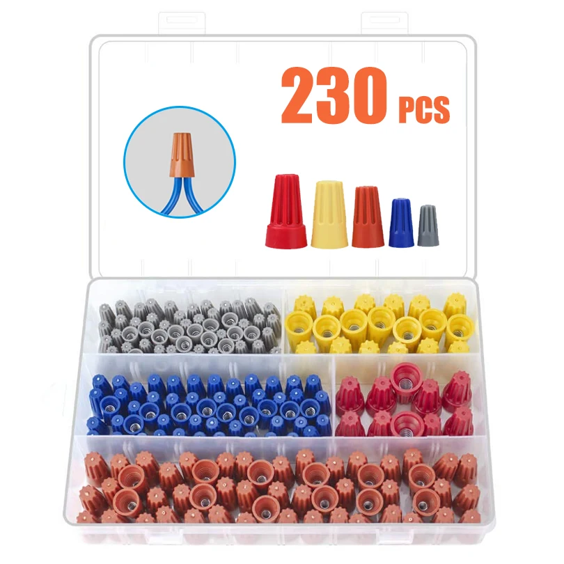 230PCS Wire Nuts Connectors Screw Terminals Twist Nuts Caps Wire Connectors with Spring Insert Twist Nuts Caps Connection Kit
230PCS Wire Nuts Connectors Screw Terminals Twist Nuts Caps Wire Connectors with Spring Insert Twist Nuts Caps Connection Kit