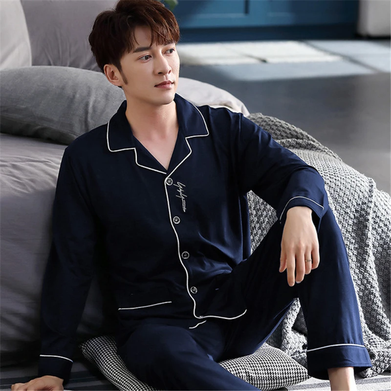 Pajamas men's simple spring and autumn new sleepwear cardigan lapel Korean fashion home service two-piece suit pyjamas men
Pajamas men's simple spring and autumn new sleepwear cardigan lapel Korean fashion home service two-piece suit pyjamas men