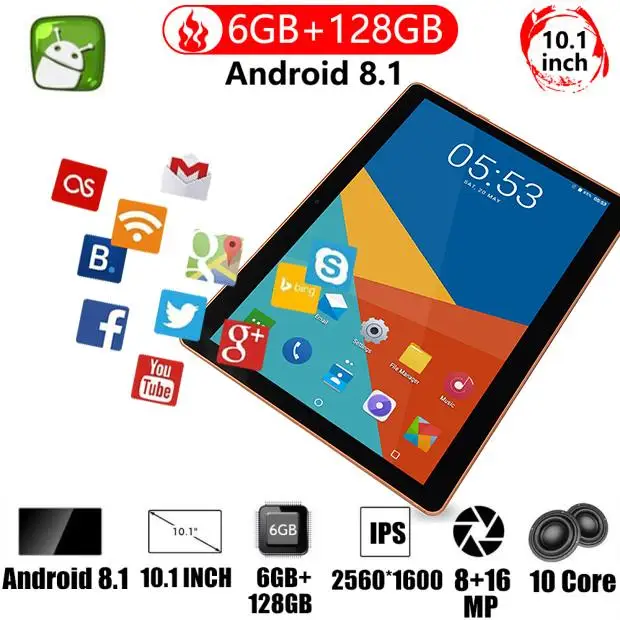 Tablet 10.1 inch 10 Core 8GB RAM 128GB ROM android 10.0 tablet PC 4G/wifi with 8mp+13mp camera
Tablet 10.1 inch 10 Core 8GB RAM 128GB ROM android 10.0 tablet PC 4G/wifi with 8mp+13mp camera