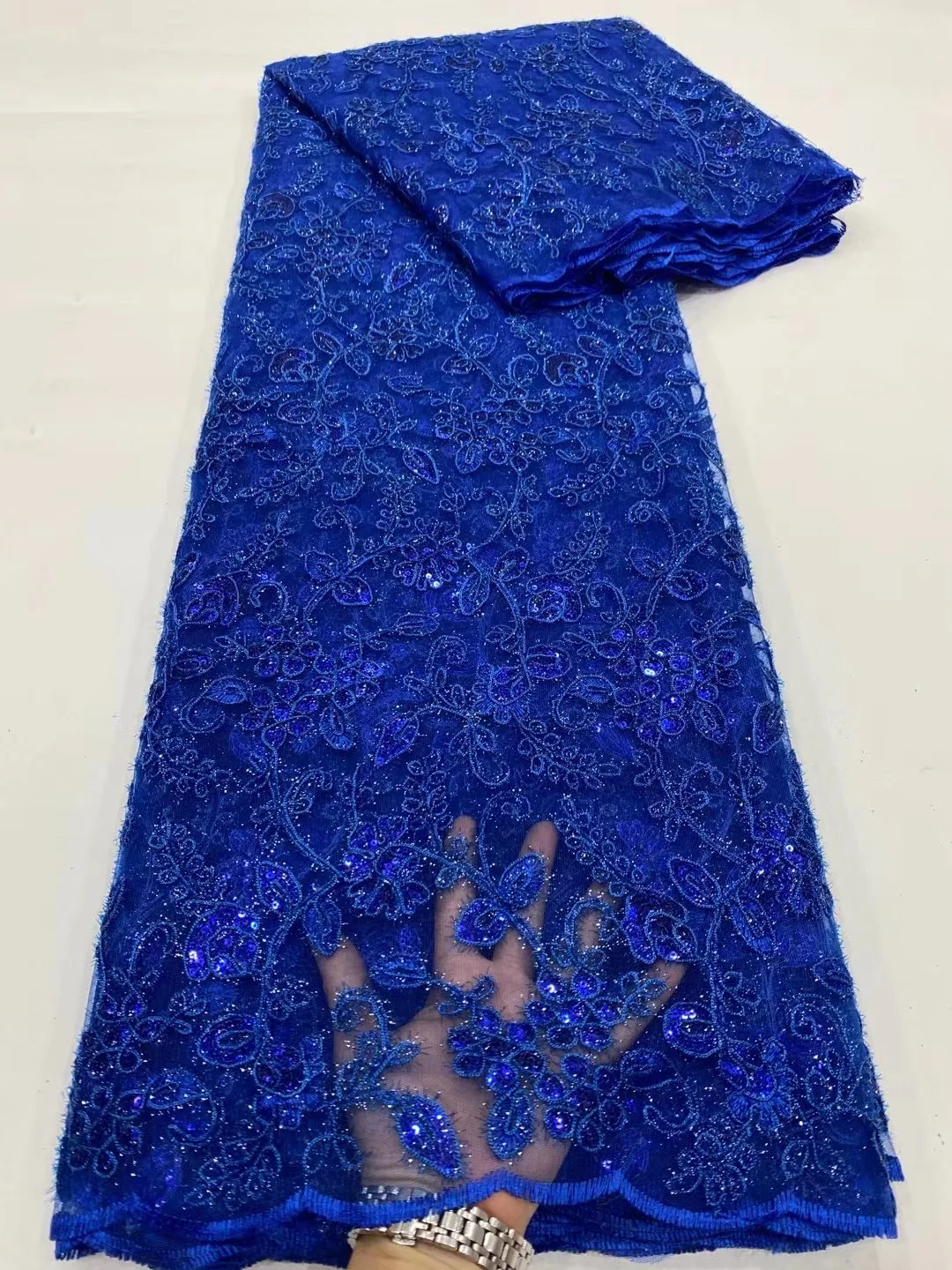 Royal Blue African Lace Fabric High Quality Sequin Lace French Nigerian Tulle Mesh Swiss Lace Fabric For Party Dress KDP21226
Royal Blue African Lace Fabric High Quality Sequin Lace French Nigerian Tulle Mesh Swiss Lace Fabric For Party Dress KDP21226