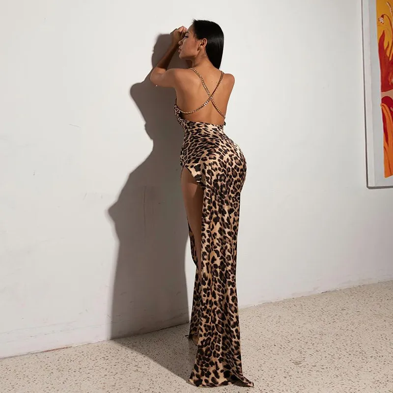 2021 Autumn Lepoard Dress Women Solid Skinny Spaghetti Strap Split Dress Vestidos Sexy Backless Slim Fashion Female Long Dresses
2021 Autumn Lepoard Dress Women Solid Skinny Spaghetti Strap Split Dress Vestidos Sexy Backless Slim Fashion Female Long Dresses
