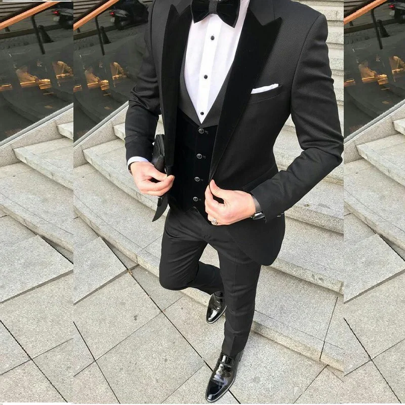 Black Wedding Men Suits One Button Peak Lapel Three Pieces Business Groom Tuxedos (Jacket+Pants+Vest)
Black Wedding Men Suits One Button Peak Lapel Three Pieces Business Groom Tuxedos (Jacket+Pants+Vest)