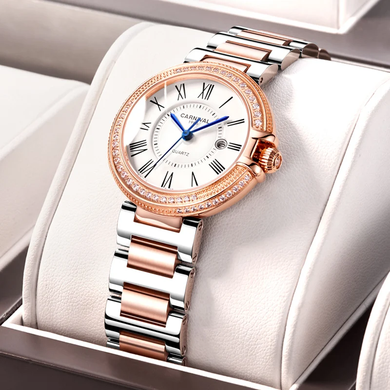 Switzerland CARNIVAL Luxury Automatic Mechanical Sapphire Woman's Watches Rhinestone Diamond Auto Date Waterproof Clock C8871L-2
Switzerland CARNIVAL Luxury Automatic Mechanical Sapphire Woman's Watches Rhinestone Diamond Auto Date Waterproof Clock C8871L-2