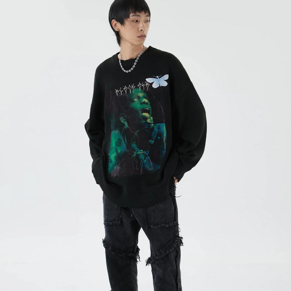 High Quality Punk Goth Butterfly Knitted Designer Oversized Harajuku Men Clothing Streetwear Mens Clothes Sweater Fashion New
High Quality Punk Goth Butterfly Knitted Designer Oversized Harajuku Men Clothing Streetwear Mens Clothes Sweater Fashion New