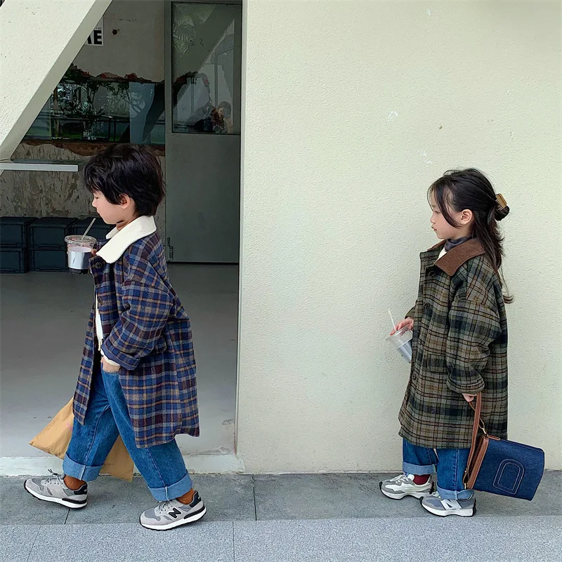 Boys & Girls Korean-style Plaid Overcoat 2021 Fall New Children's Clothing Sister-brother Clothes Coat Kids Casual Woolen Jacket
Boys & Girls Korean-style Plaid Overcoat 2021 Fall New Children's Clothing Sister-brother Clothes Coat Kids Casual Woolen Jacket