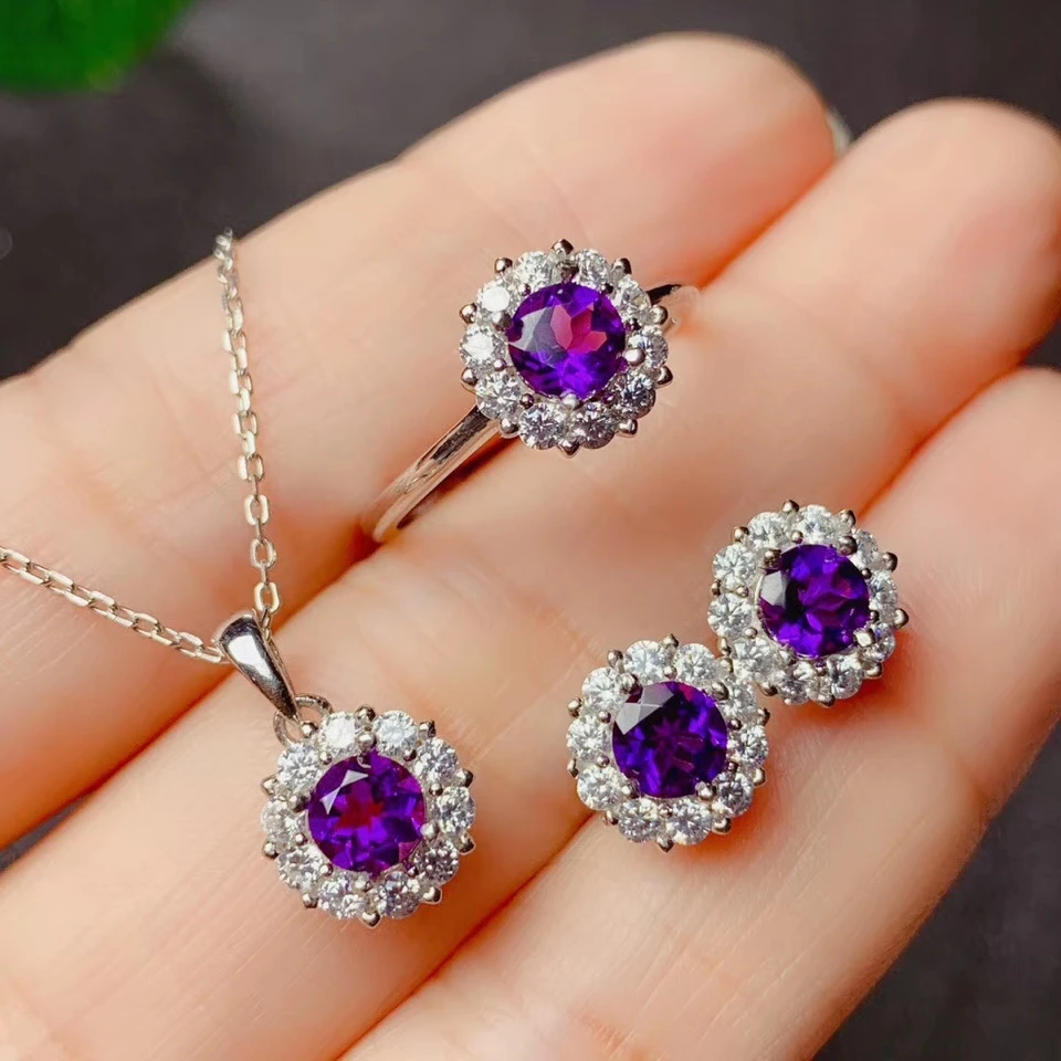 shiny purple amethyst ring earrings and necklace jewelry set women silver fine jewelry round gem fashion ornament birthday gift
shiny purple amethyst ring earrings and necklace jewelry set women silver fine jewelry round gem fashion ornament birthday gift