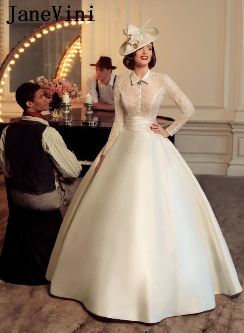 JaneVini Custom Made Vintage Ivory Long Sleeves Wedding Dresses Ball Gown 2020 Lace Crystal Fluffy Satin Bridal Gowns Plus Size
JaneVini Custom Made Vintage Ivory Long Sleeves Wedding Dresses Ball Gown 2020 Lace Crystal Fluffy Satin Bridal Gowns Plus Size