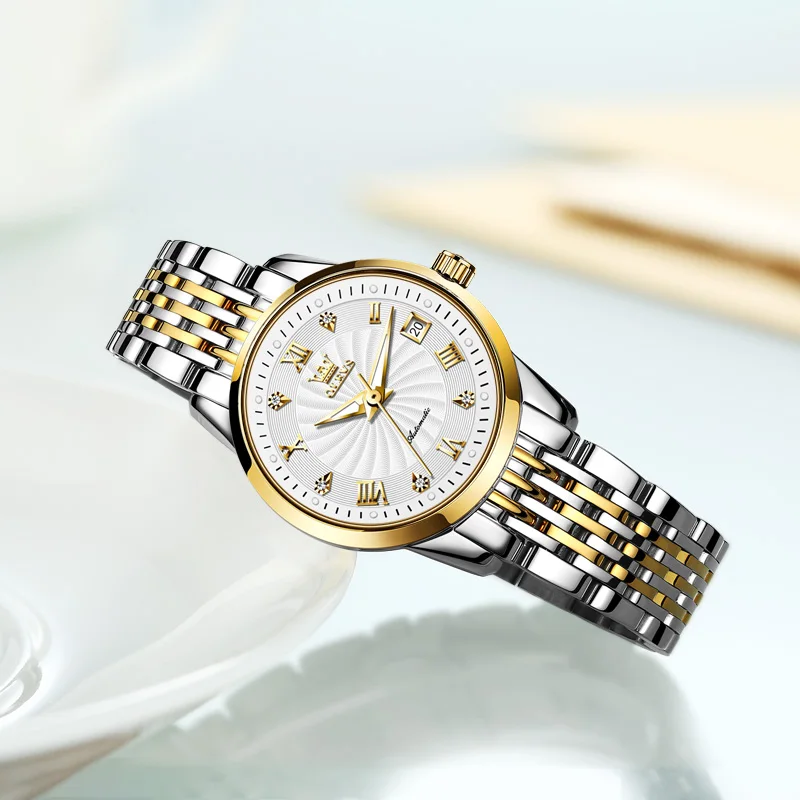 OLEVS Stainless Steel Strap Women Automatic Mechanical Wrist Watch Fashion Elegant Ladies Watch Calendar Display Waterpoof Clock
OLEVS Stainless Steel Strap Women Automatic Mechanical Wrist Watch Fashion Elegant Ladies Watch Calendar Display Waterpoof Clock
