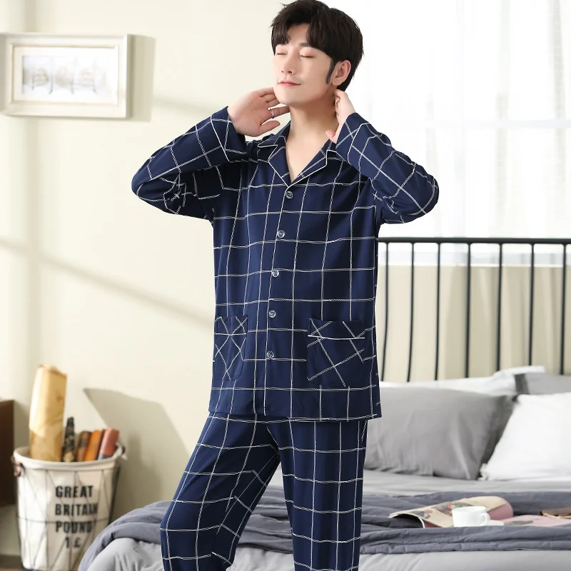 New Autumn Men Pajamas Full Cotton Bedgown Fashion Sleepwear Pijama Man's Warm Bedroom Home Clothes PJ Plaid Pure Cotton Pajamas
New Autumn Men Pajamas Full Cotton Bedgown Fashion Sleepwear Pijama Man's Warm Bedroom Home Clothes PJ Plaid Pure Cotton Pajamas