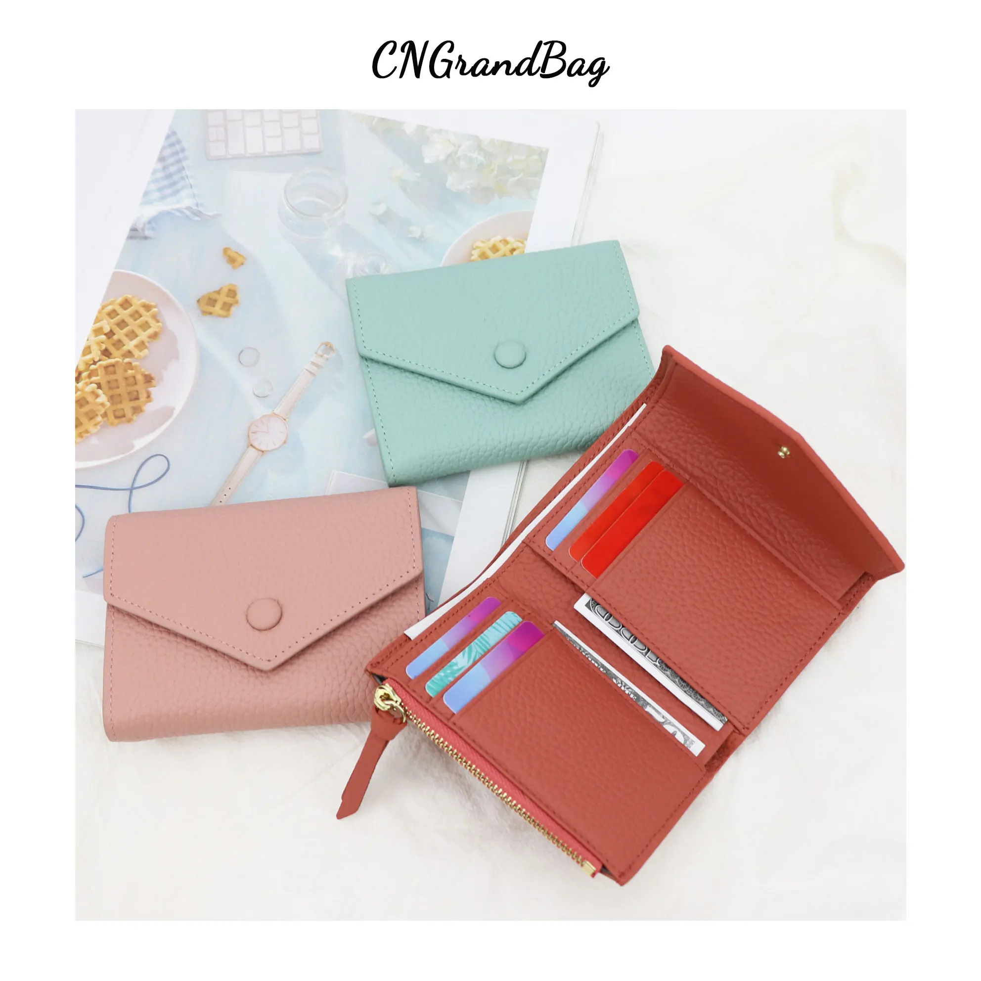 Customized Women's Wallet Genuine Leather Short Wallet Envelope Candy Color Slim Card Wallet Ladies Small Hasp Coin Purse
Customized Women's Wallet Genuine Leather Short Wallet Envelope Candy Color Slim Card Wallet Ladies Small Hasp Coin Purse