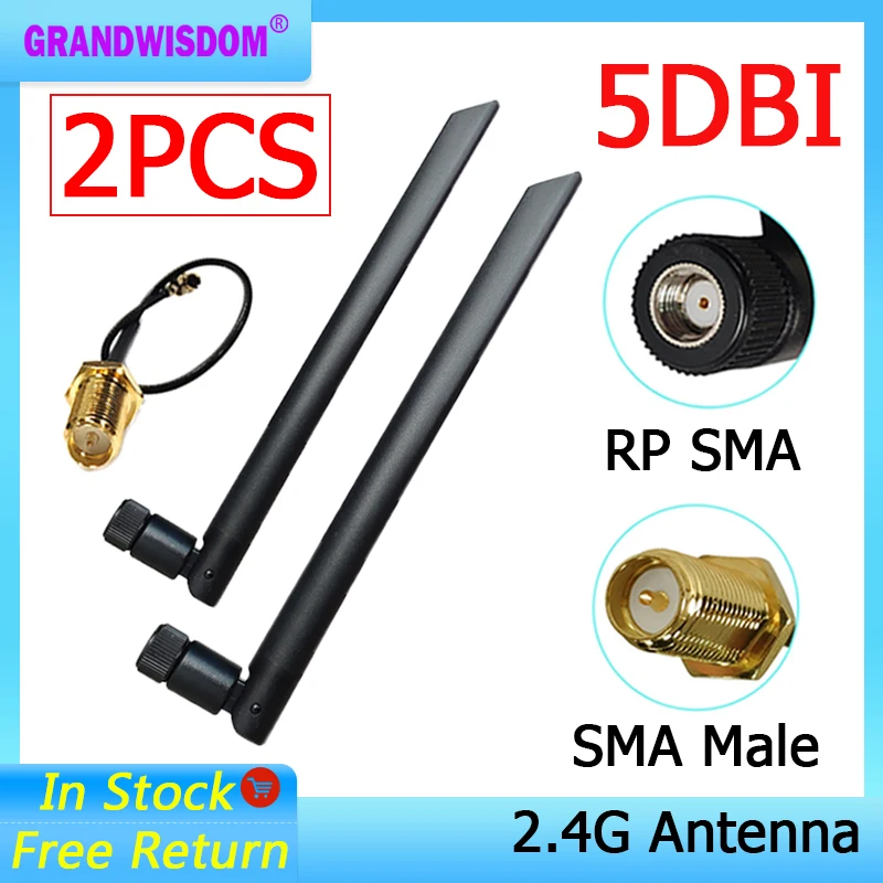 GRANDWISDOM 2pcs 2.4G antenna 5dbi sma female wlan wifi 2.4ghz antene IPX ipex 1 SMA male pigtail Extension Cable module antena
GRANDWISDOM 2pcs 2.4G antenna 5dbi sma female wlan wifi 2.4ghz antene IPX ipex 1 SMA male pigtail Extension Cable module antena