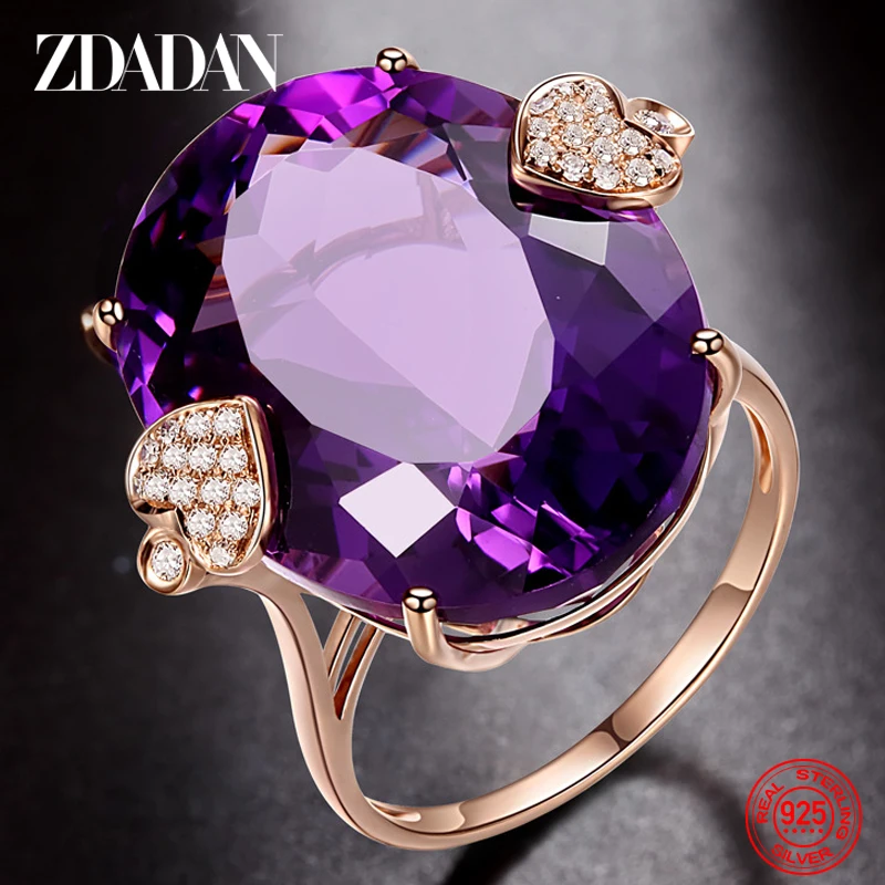 ZDADAN 925 Sterling Silver Amethyst Ring For Women Fashion Wedding Jewelry Accessories
ZDADAN 925 Sterling Silver Amethyst Ring For Women Fashion Wedding Jewelry Accessories