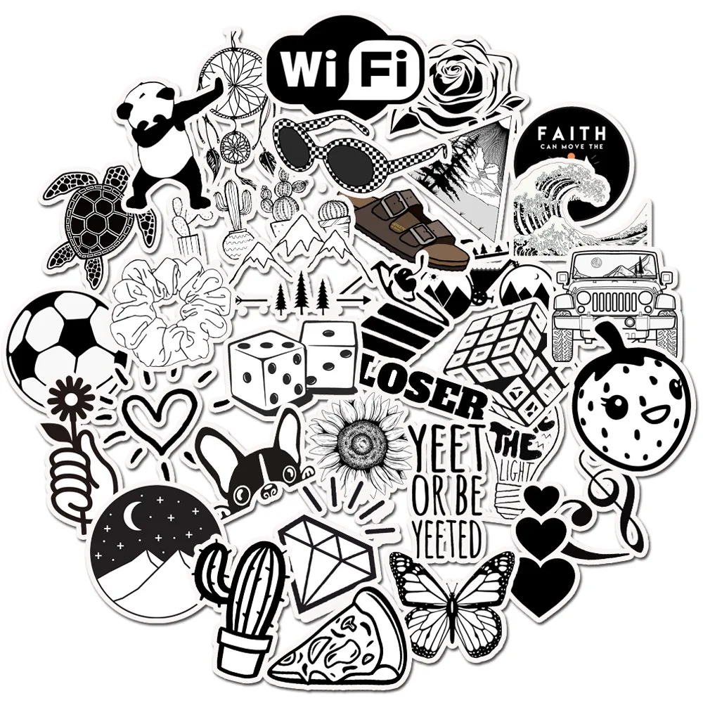 10/30/50pcs Black and White VSCO Graffiti Stickers Aesthetic DIY Laptop Skateboard Scrapbooking Cartoon Cool Sticker for Kid Toy
10/30/50pcs Black and White VSCO Graffiti Stickers Aesthetic DIY Laptop Skateboard Scrapbooking Cartoon Cool Sticker for Kid Toy