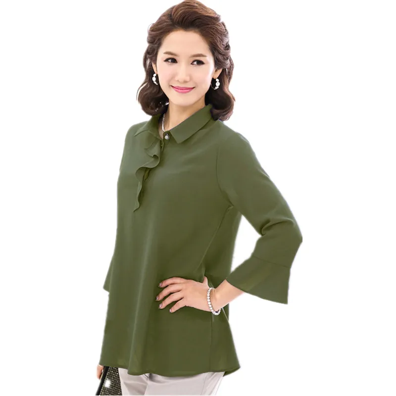 Summer Chiffon Blouse Female Middle Age Mother Flare Sleeve Loose Tops Plus Size Women Clothing 4XL 5XL
Summer Chiffon Blouse Female Middle Age Mother Flare Sleeve Loose Tops Plus Size Women Clothing 4XL 5XL