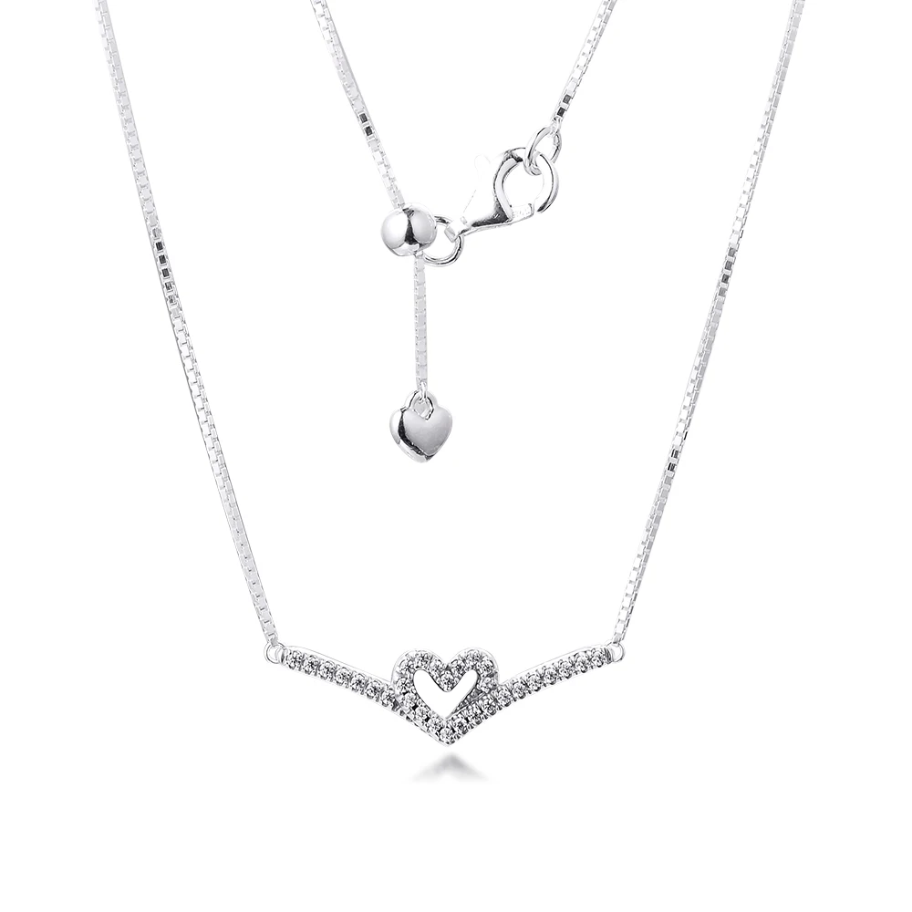Sparkling Wishbone Heart Collier Necklace Fits For Beads & Charms DIY Chain Fashion Female Necklace Sterling Silver Jewelry
Sparkling Wishbone Heart Collier Necklace Fits For Beads & Charms DIY Chain Fashion Female Necklace Sterling Silver Jewelry