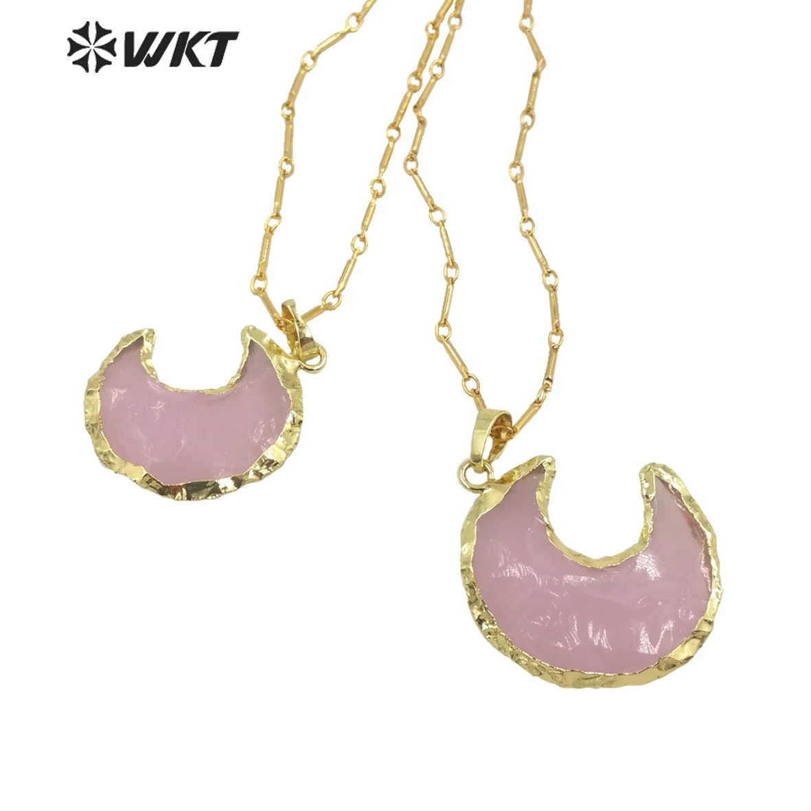 WT-N1349 WKT New Arrival Natural Gemstones Moon Shape Pink Opal Pendant Necklace Pink Quartz Necklace Rose Crystal Lady Jewelry
WT-N1349 WKT New Arrival Natural Gemstones Moon Shape Pink Opal Pendant Necklace Pink Quartz Necklace Rose Crystal Lady Jewelry