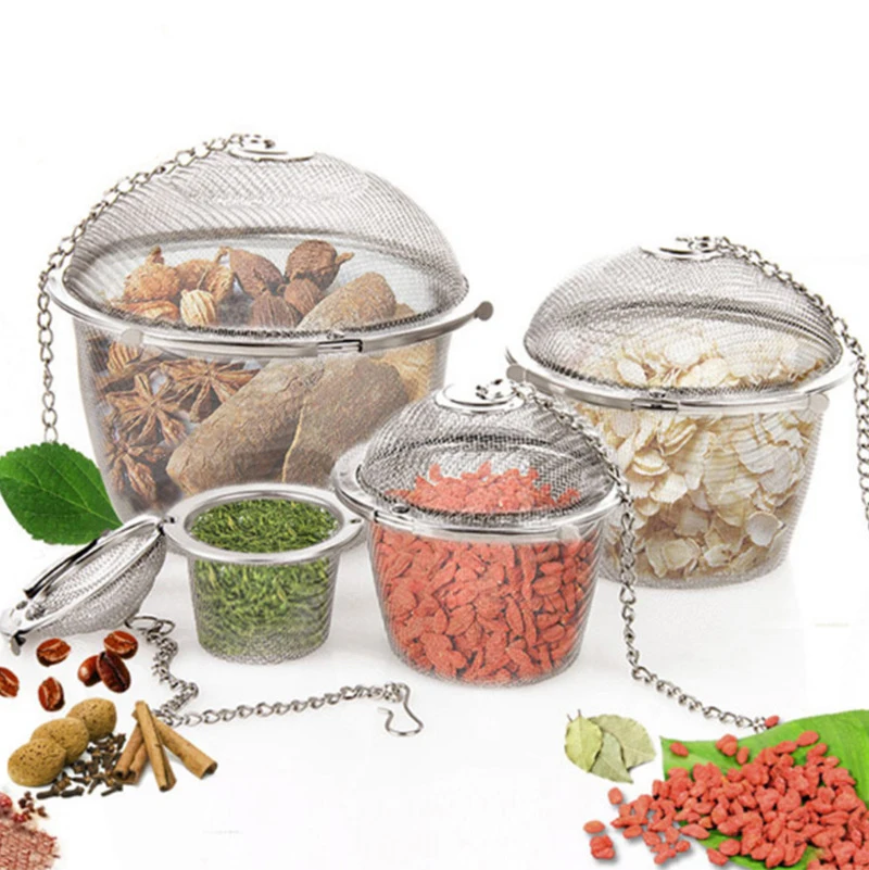 Stainless Steel Tea Strainer with Chained Lid, Spice Seasoning Bag, Kitchen Mesh Ball, Coffee Filter Basket, Infuser Tools
Stainless Steel Tea Strainer with Chained Lid, Spice Seasoning Bag, Kitchen Mesh Ball, Coffee Filter Basket, Infuser Tools